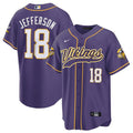 Men's Minnesota Vikings #18 Justin Jefferson Purple Cool Base Stitched Baseball Jersey