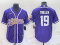 Men's Minnesota Vikings #19 Adam Thielen Purple With Patch Cool Base Stitched Baseball Jersey