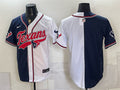 Men's Houston Texans Blank Navy/White Split With Patch Cool Base Stitched Baseball Jersey