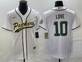 Mens Green Bay Packers #10 Jordan Love White Cool Base Stitched Baseball Jersey