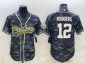 Mens Green Bay Packers #12 Aaron Rodgers Grey Camo With Patch Cool Base Stitched Baseball Jersey