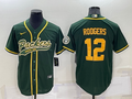Mens Green Bay Packers #12 Aaron Rodgers Green Cool Base Stitched Baseball Jersey