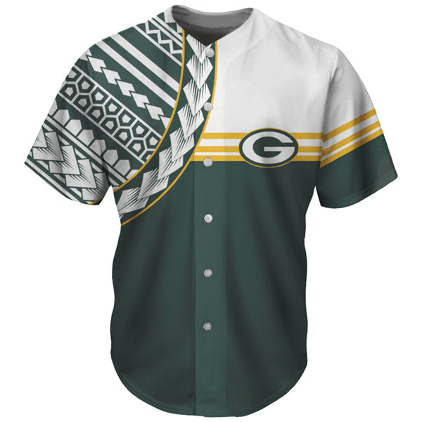 Mens Green Bay Packers Green Baseball Jersey