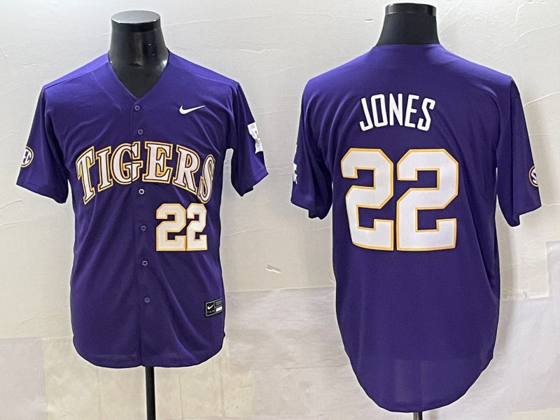 Men's LSU Tigers Jared Jones #22 Purple Jersey