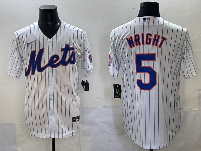 Men's New York Mets David Wright #5 White Home Jersey
