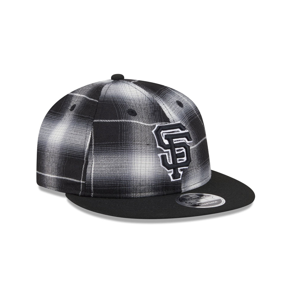 San Francisco Giants Black and White Plaid Retro Crown 9FIFTY Snapback Hat