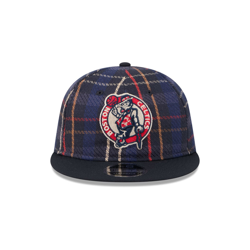 Boston Celtics Grunge Plaid Retro Crown 9FIFTY Adjustable Hat