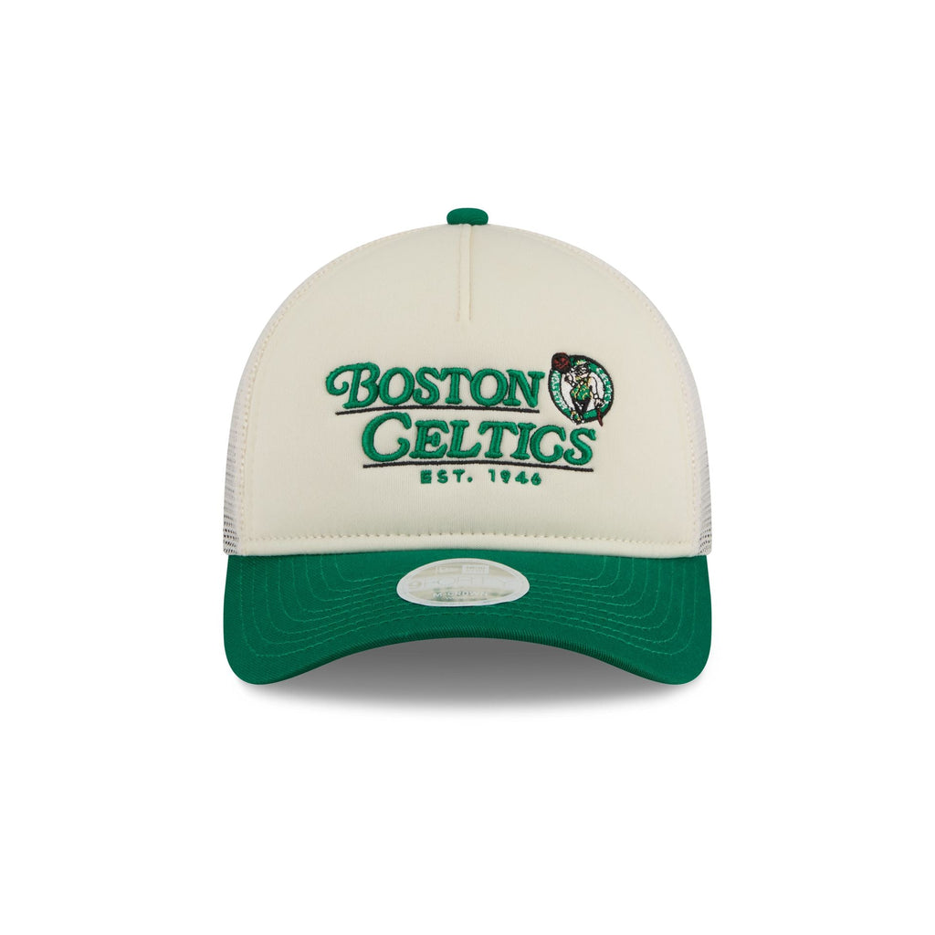 Boston Celtics Retro Chrome Women's White 9FORTY M-Crown A-Frame Trucker Hat