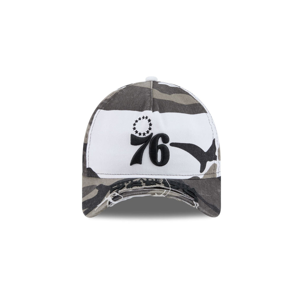 Philadelphia 76ers Washed Camo 9FORTY A-Frame Unstructured Cut-Off Visor Snapback Hat