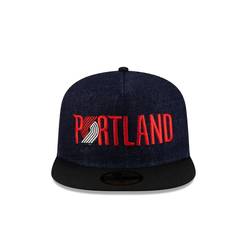 Portland Trail Blazers Navy Denim 59FIFTY A-Frame Fitted Hat