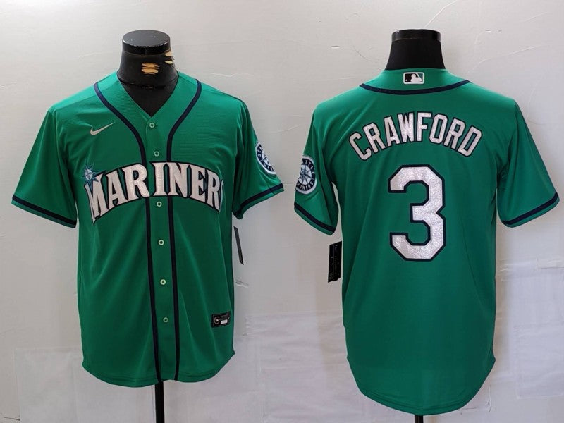 Men's Seattle Mariners JP Crawford #3 Aqua Jersey