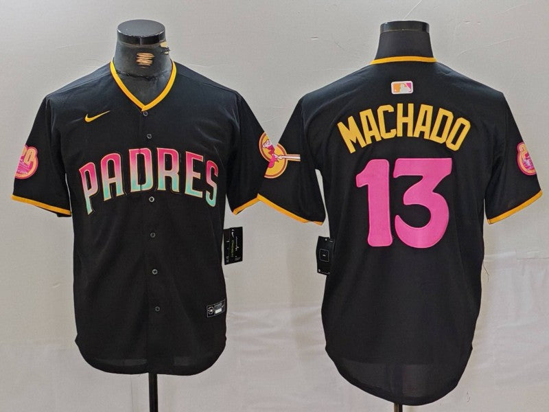 Men's San Diego Padres Manny Machado #13 Black Jersey Joint Edition