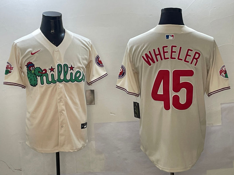 Men's Philadelphia Phillies Zack Wheeler #45 Cream Jersey