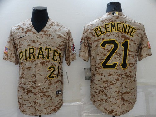 Men's Pittsburgh Pirates Roberto Clemente #21 Camouflage Jersey