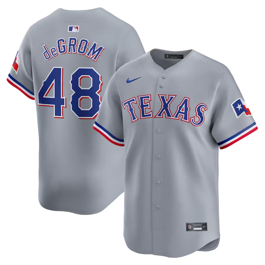 Men's Texas Rangers Jacob deGrom #48 Gray Away Limited Jersey