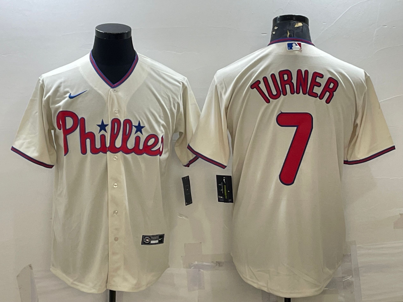 Men's Philadelphia Phillies Trea Turner #7 Beige Jersey