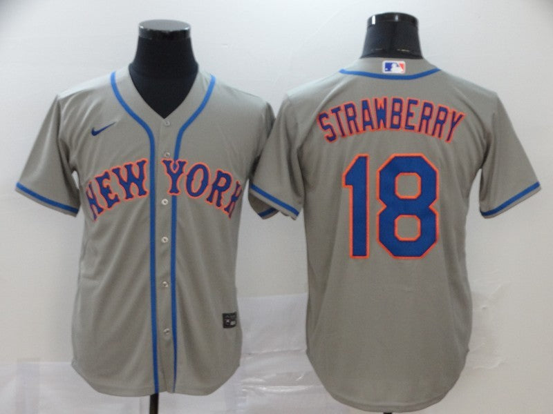 Men's New York Mets Darryl Strawberry #18 Gray Baseball Jersey