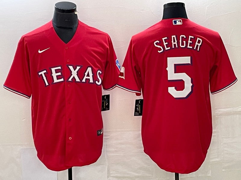 Men's Texas Rangers Corey Seager #5 Red Jersey