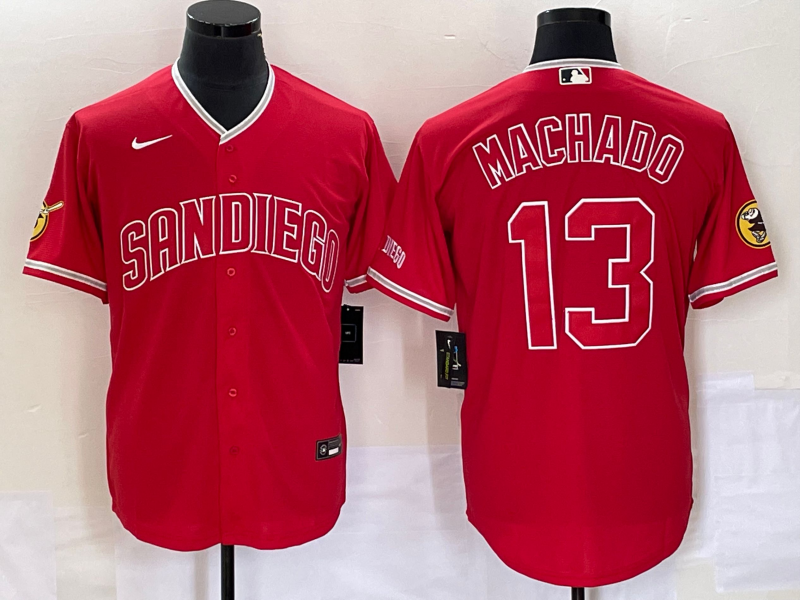 Men's San Diego Padres Manny Machado #13 Red Jersey