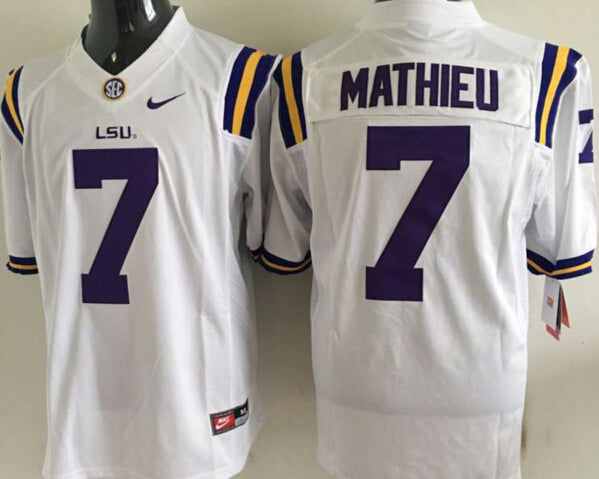 Men's LSU Tigers Tyrann Mathieu #7 White Jersey