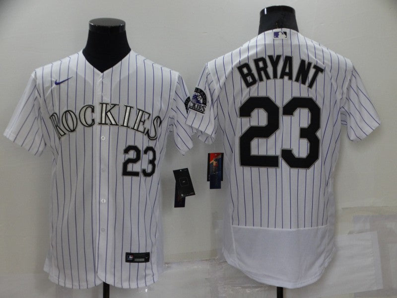 Men's Colorado Rockies Kris Bryant #23 White Baseball Jersey