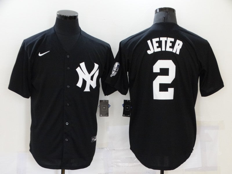 Men's New York Yankees Derek Jeter #2 Black Baseball Jersey
