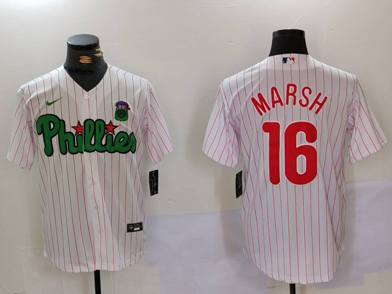 Men's Philadelphia Phillies Brandon Marsh #16 White Limited Jersey