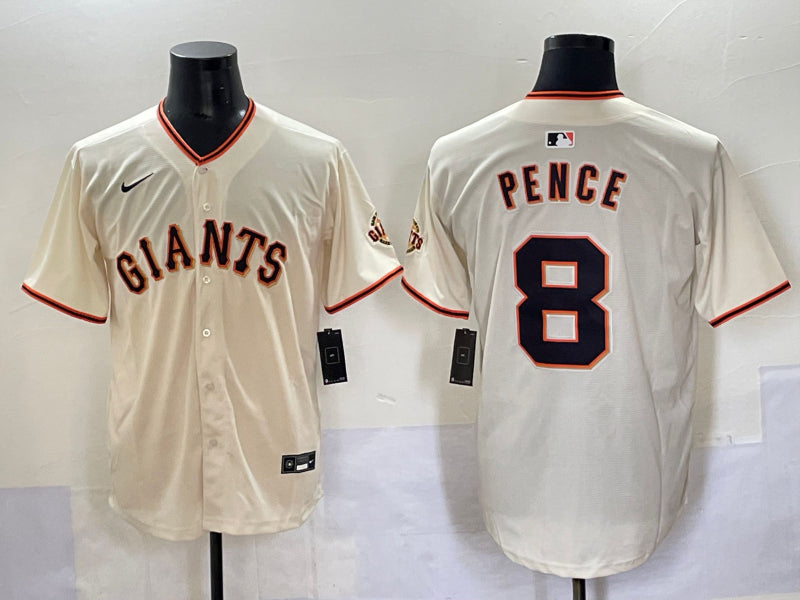 Men's San Francisco Giants Hunter Pence #8 Cream Home Jersey