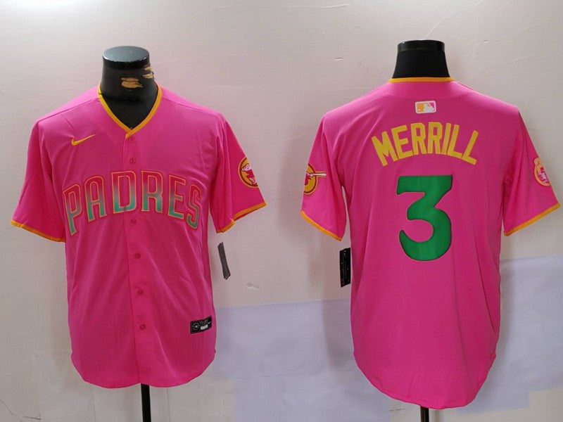 Men's San Diego Padres Jackson Merrill #3 Pink Jersey