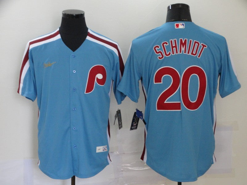 Men's Philadelphia Phillies Mike Schmidt #20 Blue Baseball Jersey