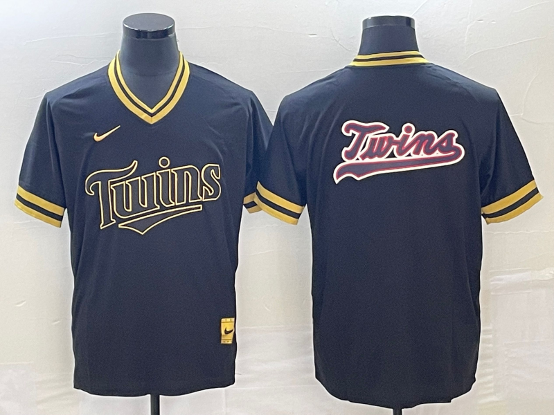 Men's Minnesota Twins Black Logo Jersey