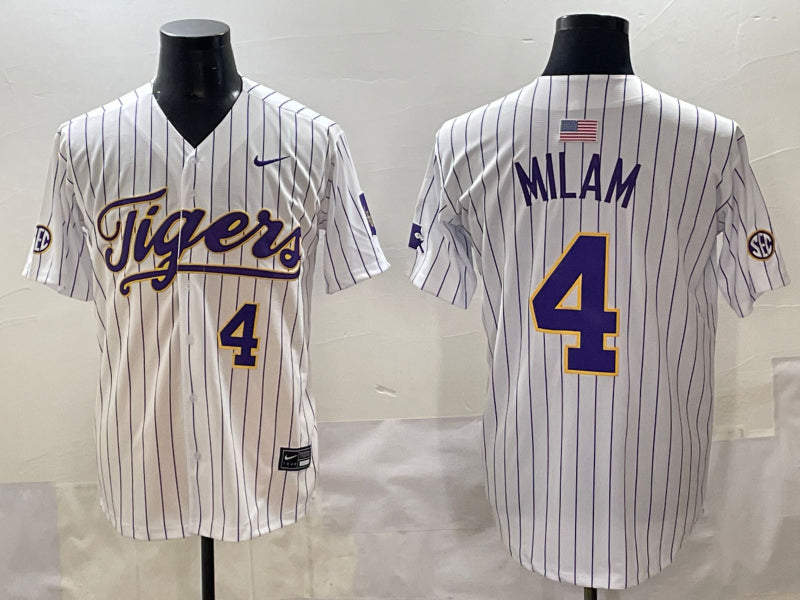 Men's LSU Tigers Steven Milam #4 White Jersey