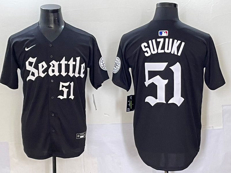Men's Seattle Mariners Ichiro Suzuki #51 Black Jersey