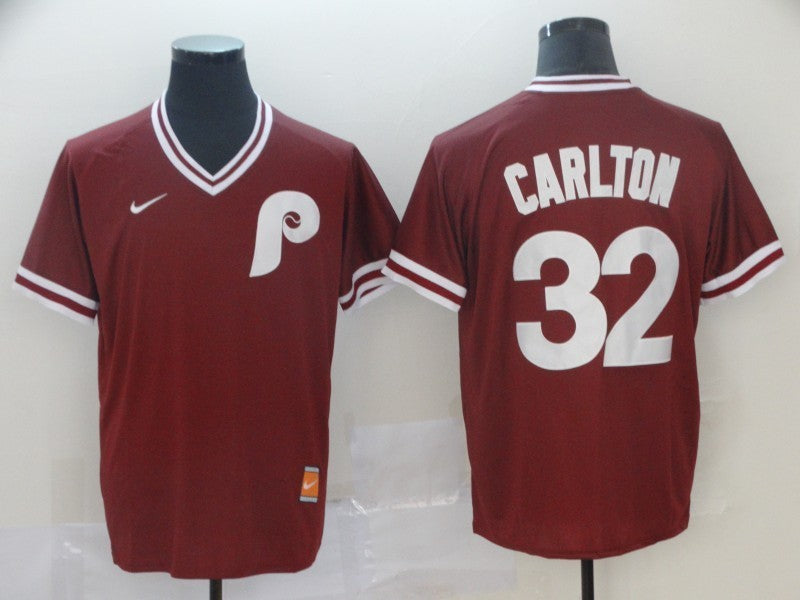 Men's Philadelphia Phillies Steve Carlton #32 Red Baseball Jersey