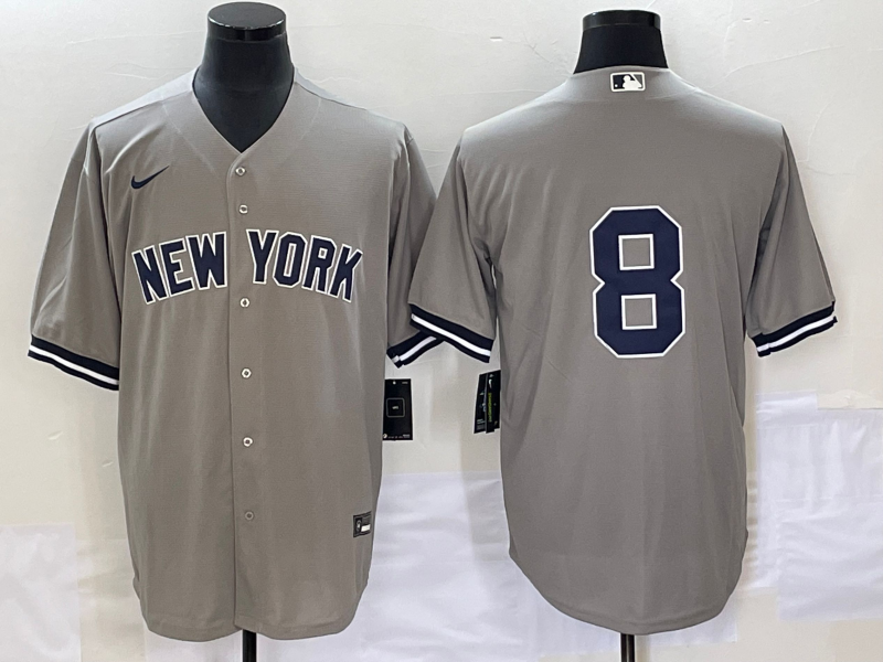 Men's New York Yankees Yogi Berra #8 Gray Name Jersey