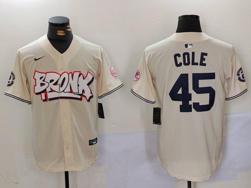 Men's New York Yankees Gerrit Cole #45 Cream Limited Jersey