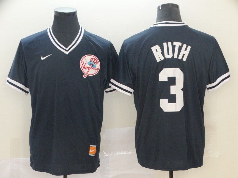 Men's New York Yankees Babe Ruth #3 Navy Jersey