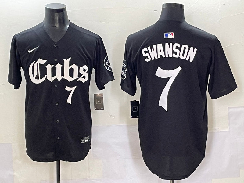 Men's Chicago Cubs Dansby Swanson #7 Black Jersey