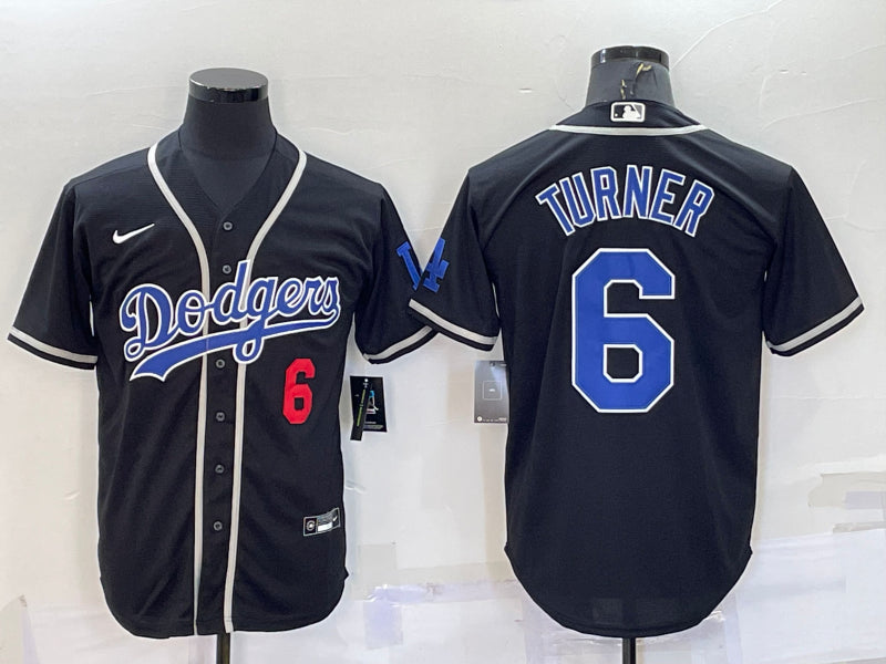 Men's Los Angeles Dodgers Trea Turner #6 Black Stitched Jersey