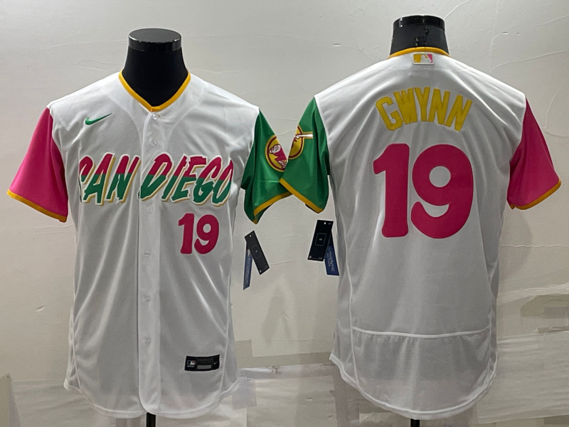 Men's San Diego Padres Tony Gwynn #19 White Stitched Jersey