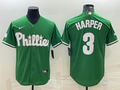Men's Philadelphia Phillies Bryce Harper #3 Green Jersey