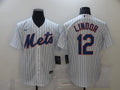 Men's New York Mets Francisco Lindor #12 White Baseball Jersey