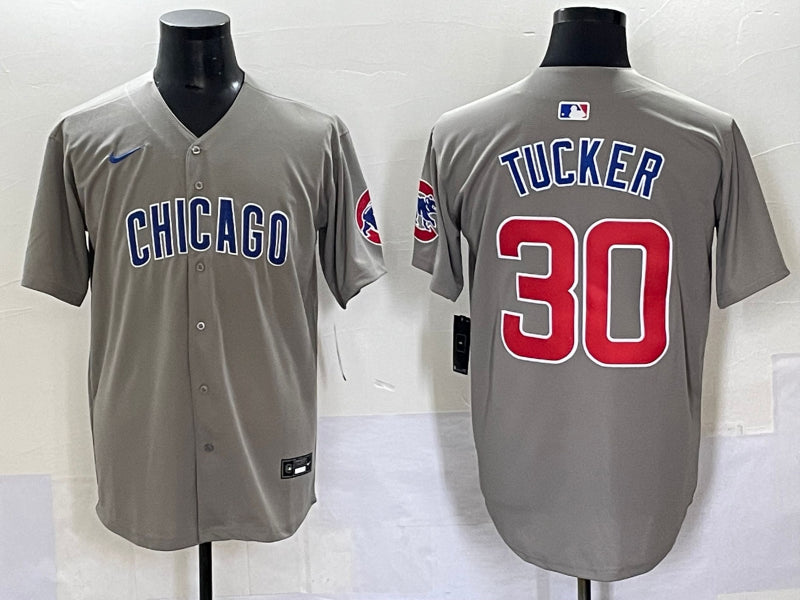 Men's Chicago Cubs Kyle Tucker #30 Gray Jersey