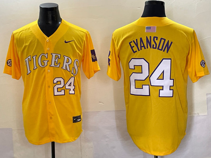 Men's LSU Tigers Anthony Eyanson #24 Yellow Jersey