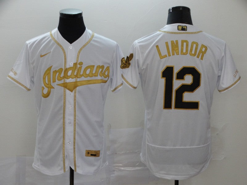 Men's Cleveland Guardians Francisco Lindor #12 White J