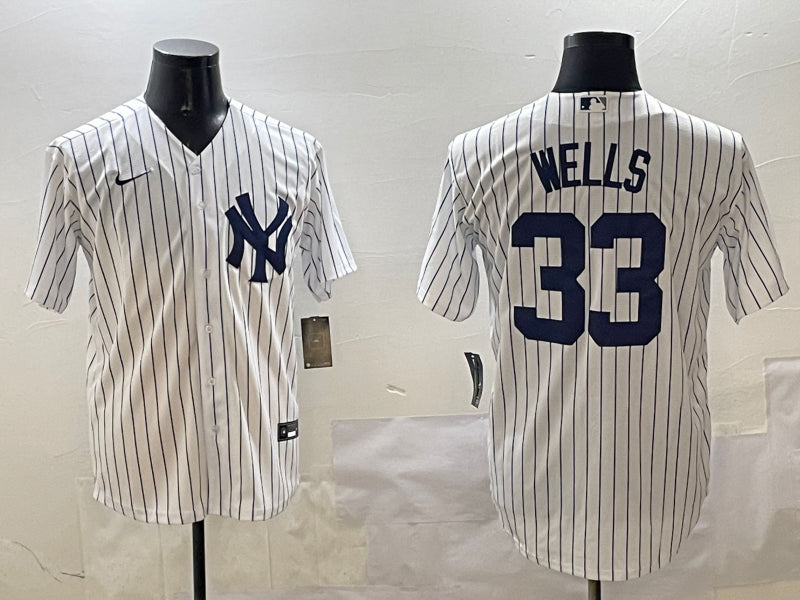 Men's New York Yankees David Wells #33 White Home Jersey