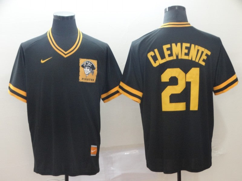Men's Pittsburgh Pirates Roberto Clemente #21 Black Jersey