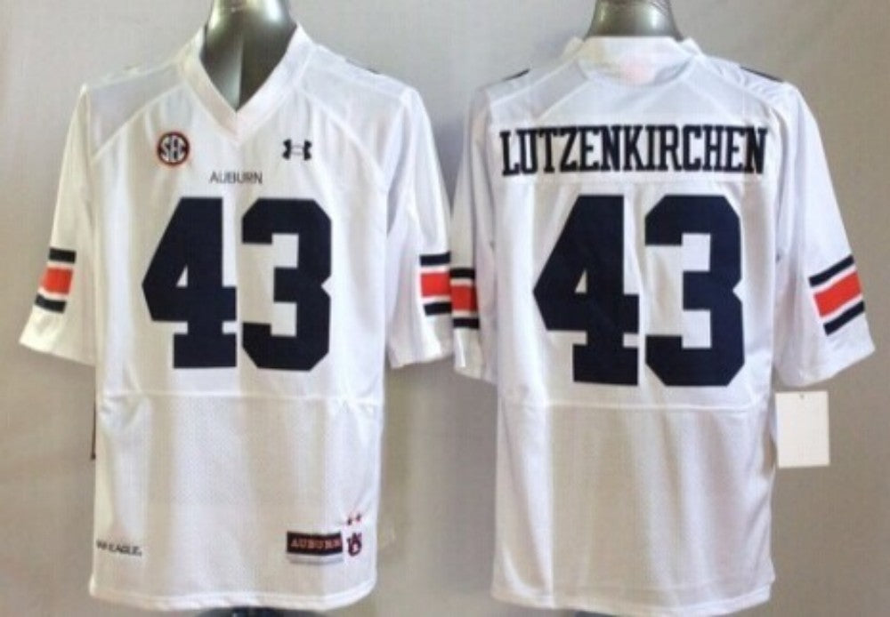 Men's Auburn Tigers Philip Lutzenkirchen #43 White Jersey