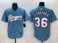 Men's Texas Rangers Wyatt Langford #36 Light Blue Jersey