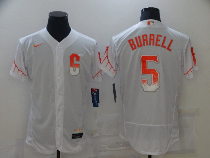 Men's San Francisco Giants Pat Burrell #5 White Baseball Jersey City Edition